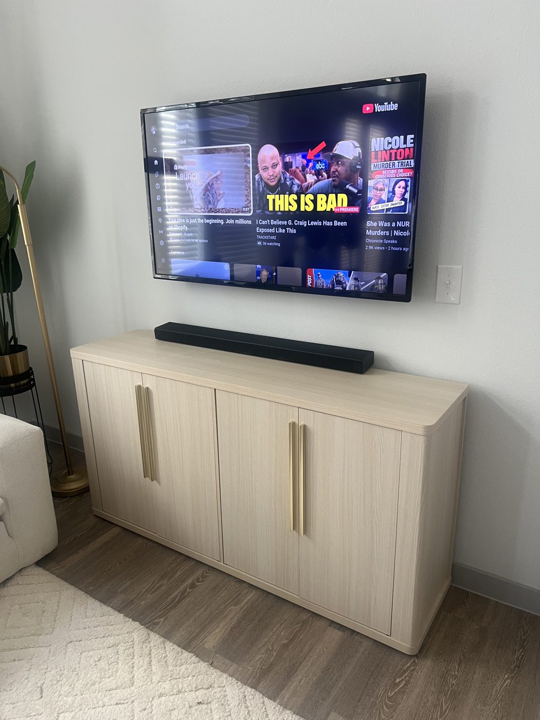 TV mounted with soundbar and hidden cords, Katy TX